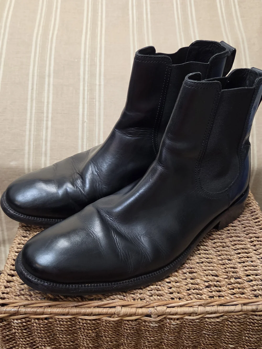 Cole Haan Nike Air Men's Black Leather Chelsea Ankle Boots Slip-On US 11.5 M